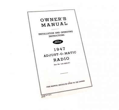 Radio Installation Manual - 1947 Ford Car cover view