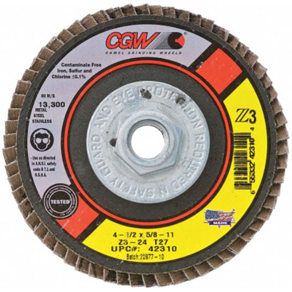 Flap Disc CGW 4-1/2" x 5/8-11" T27 80 Grit Zirconia