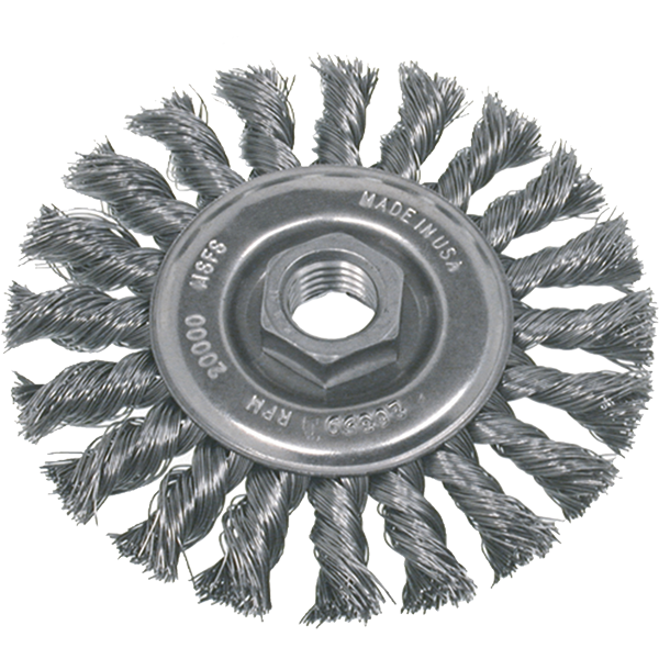 Radial Knot Wire Wheel Brush Carbon Stringer Bead 4"