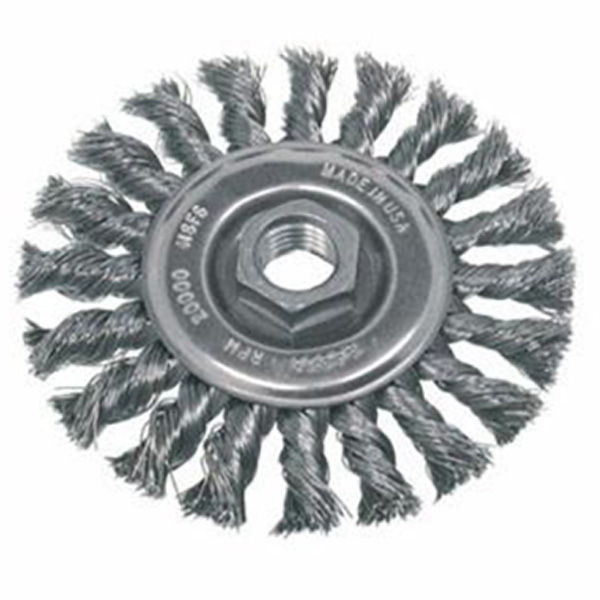 Standard Wire Twist Knot Wheel Brush 4" 5/8-11 Arbor Hole