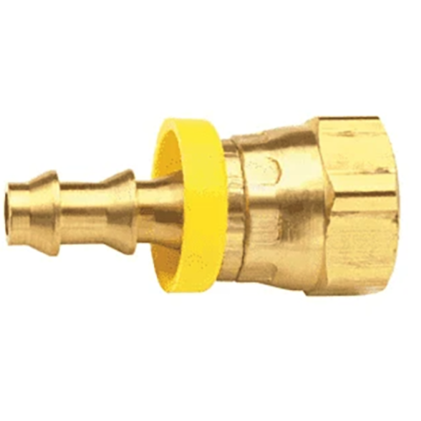 LOK-ON NPSM Female 3/8" Hose Push-on Barb x Female Swivel