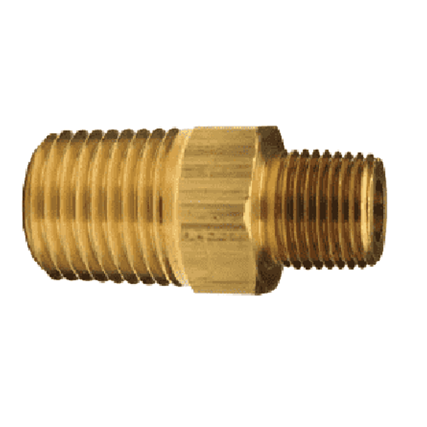 1/4" x 3/8" NPT Hex Nipple Female Brass Reducer