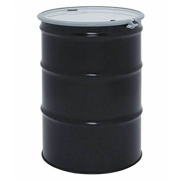 Drum w/ Lock Ring 55 Gallon Black Metal DOT