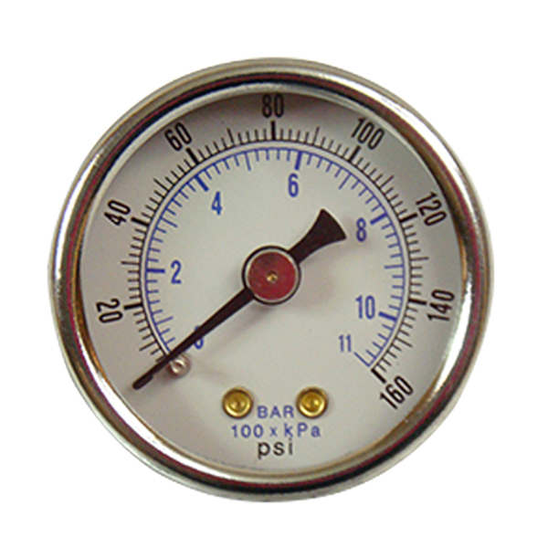 160 PSI Pressure Gauge, 1/8" NPT Back Mount