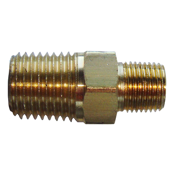 Hex Nipple 1/4" x 1/8" Brass