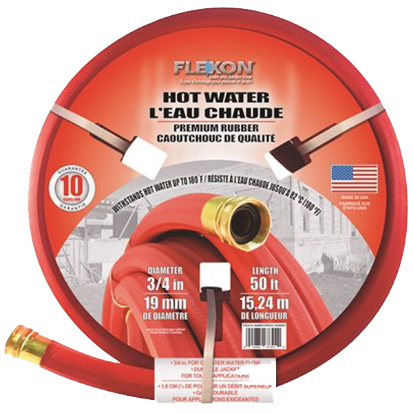 Rubber Water Hose 3/4" x 50' Red Heavy Duty