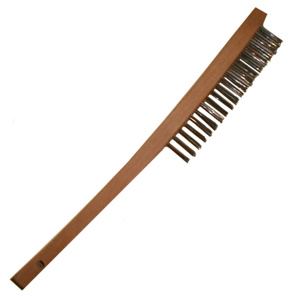 CCA Steel Bristle Wire Brush Wood Shoe-style Handle 16" x 4"