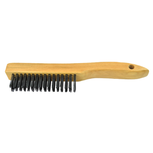 Steel Bristle Wire Brush Wood Shoe-style Handle 10" x 1"