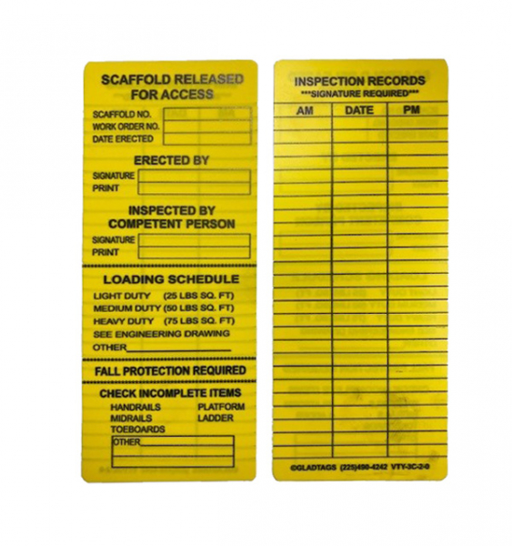 Tag Yellow "Scaffold Released For Access" 3-1/4" x 8"