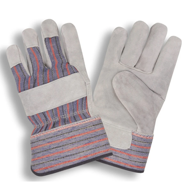 Cordova Gloves 7200R SZ LG Split Leather Striped Canvas Back