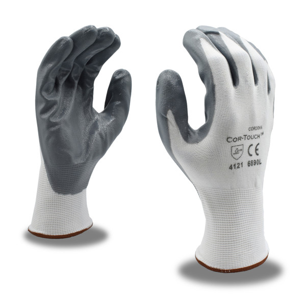 Cordova 6890 Gloves SZ SM Cor-Touch 13 Gauge Gray Flat Nitrile Palm Coating