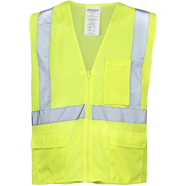 SAFETY VEST MESH LIME FR L 100% POLYESTER ANSI CLASS 2