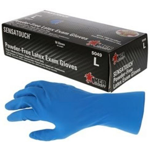 MCR Safety® 5049 Gloves Latex SZ XL Blue 11 Mil 50/Box Powder Free