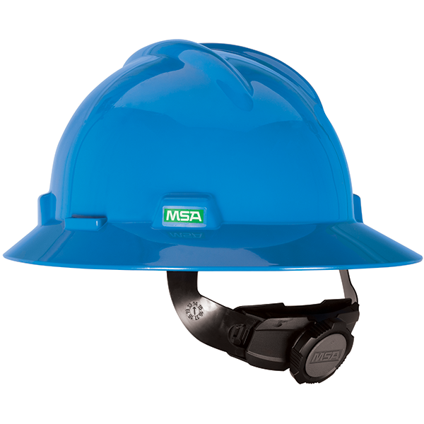 MSA® V-Gard Hard Hat Blue Full Brim Fas-Trac Suspension
