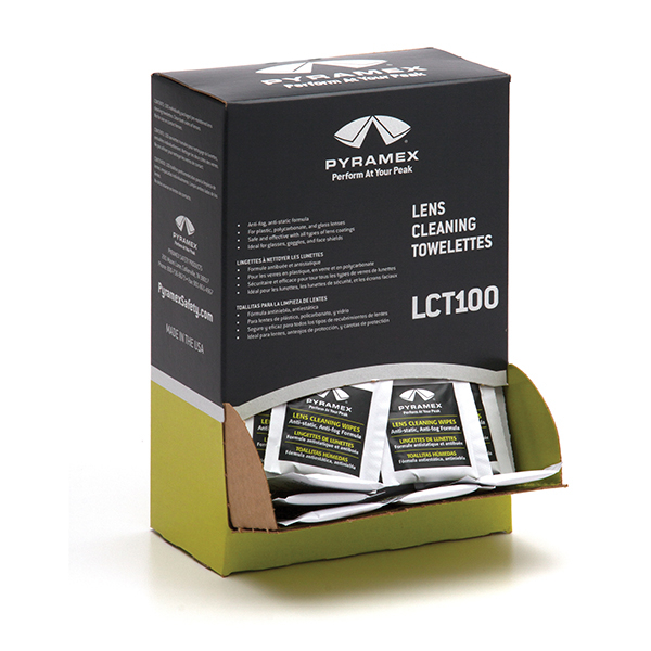 Pyramex Lens Wipes 100/BX Pre-Moistened Anti-Static/Fog