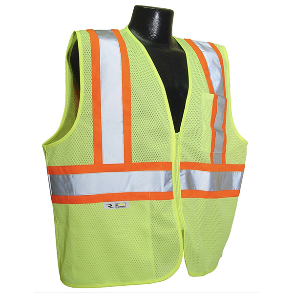 Radians SV225-2 Safety Vest ANSI Class 2 Level 2 Size XL Orange and Siver Stripe