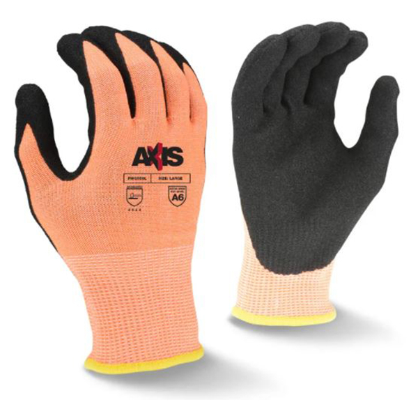 Radians RWG559 AXIS SZ MD Sandy Nitrile Coated Palm A6 Orange & Black