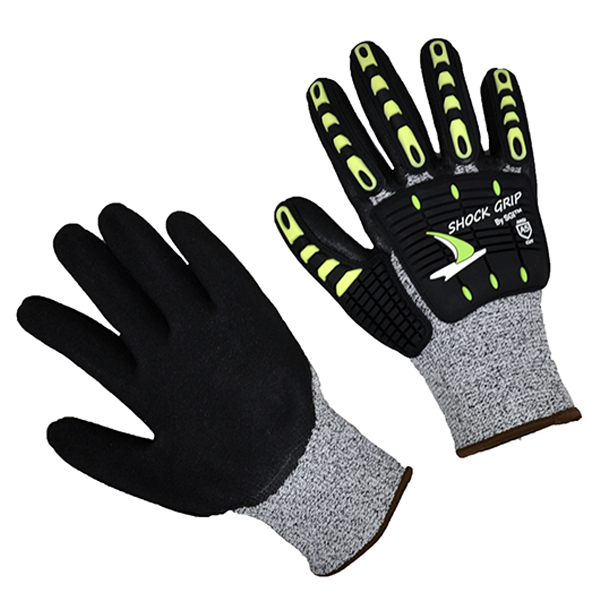 Seattle Glove GBN5 SZ LG Impact A5 Black & Gray Shock Grip