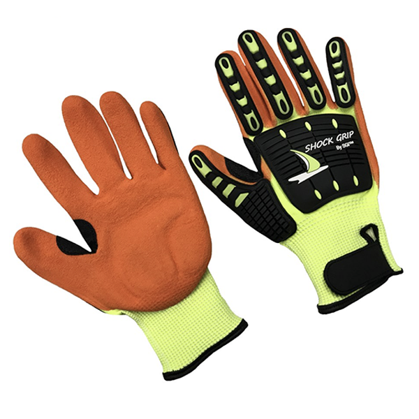 Seattle Glove HVNGOR5 SZ LG A7 Orange & Yellow HPPE Shock Grip